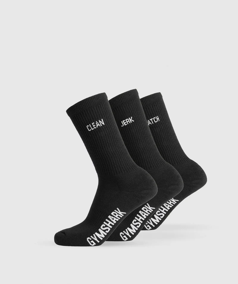 Gymshark GFX Weightlifting Socks 3pk - Black