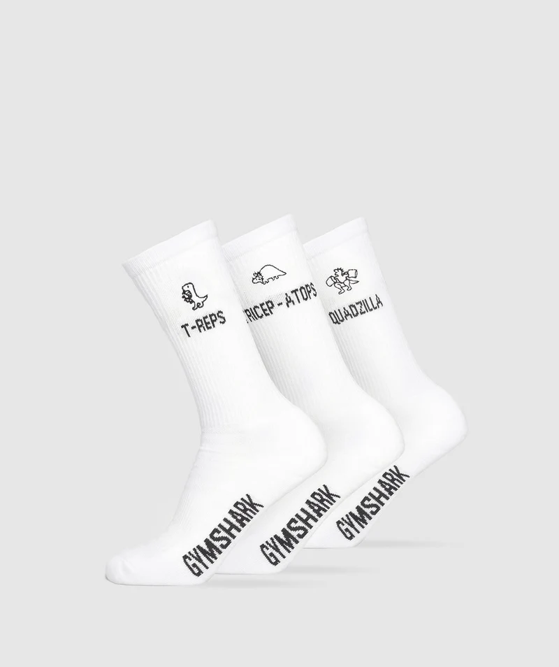 Gymshark GFX T-Reps Crew 3pk - White