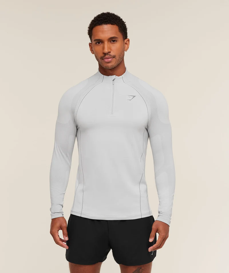 Gymshark Apex Seamless 1/4 Zip - Light Grey/Medium Grey