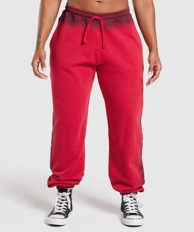 Gymshark Gains Washed Loopback Joggers - Conditioning Red/Sets Red/Spray Dye