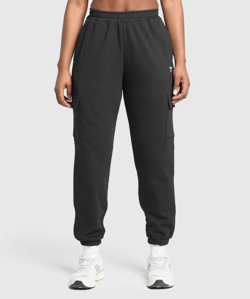 Gymshark Fleece Cargo Joggers - Black