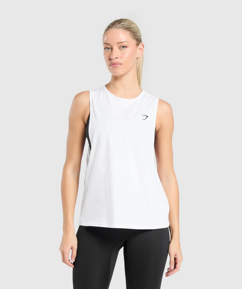 Gymshark Training Regular Length Drop Arm Tank - White