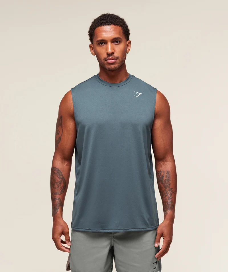 Gymshark Oversized Performance Tank - Titanium Blue