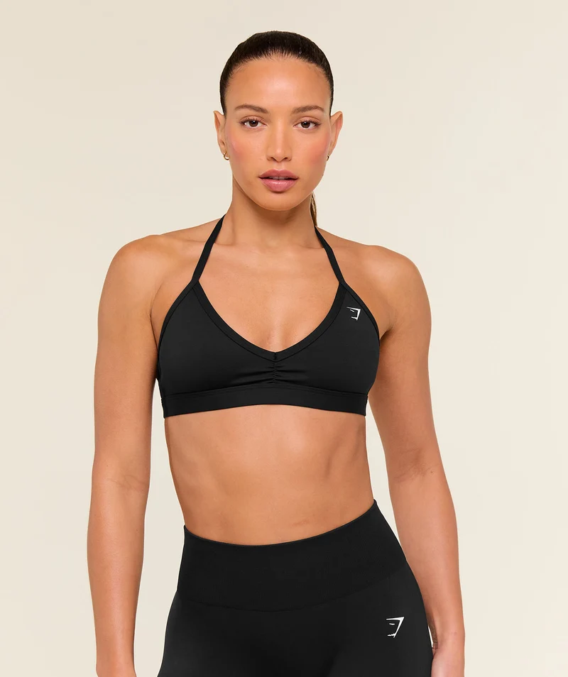 Gymshark Light Support Minimal Halterneck Bra - Black