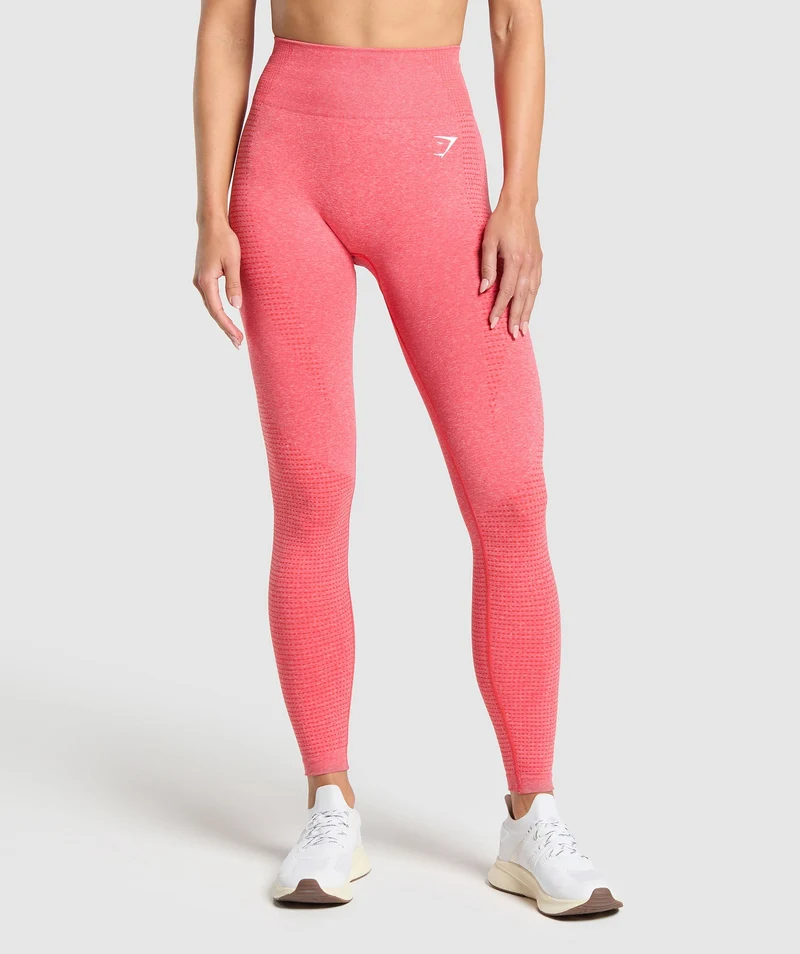 Gymshark Vital Seamless Tall Leggings - Coral Red/Marl