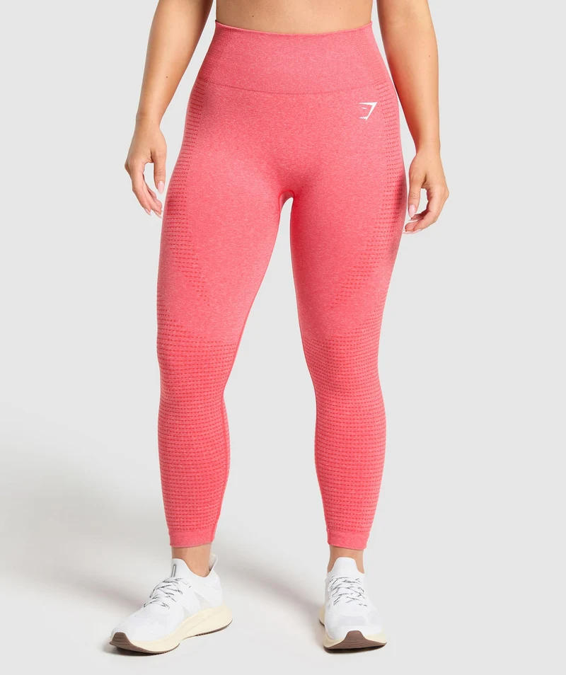 Gymshark Vital Seamless Short Leggings - Coral Red/Marl