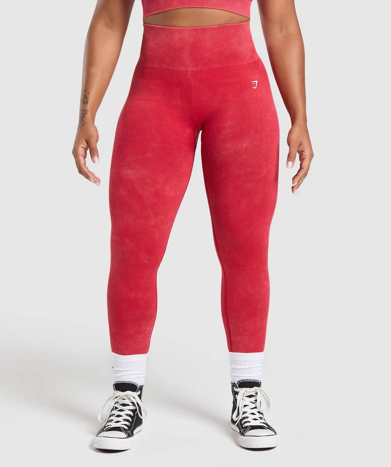 Gymshark Gains Seamless Legging - Carmine Red/Wash