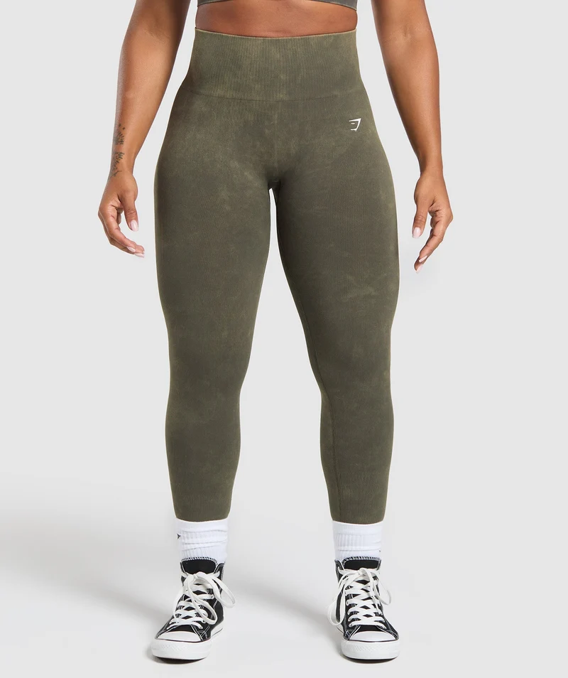 Gymshark Gains Seamless Legging - Strength Green/Wash