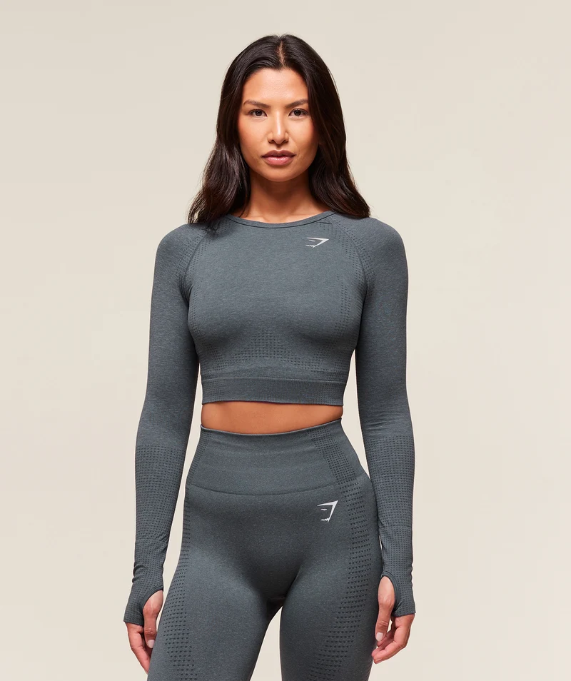 Gymshark Vital Crop Top - Strong Grey/ Marl