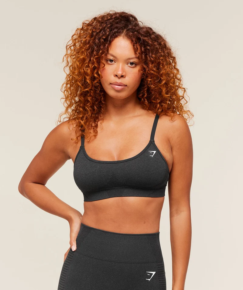 Gymshark Vital Seamless Minimal Sports Bra - Black Marl