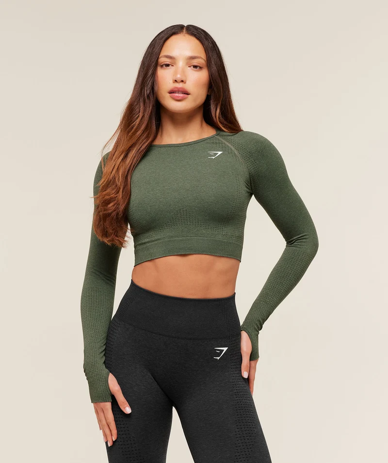 Gymshark Vital Crop Top - Base Green/Marl