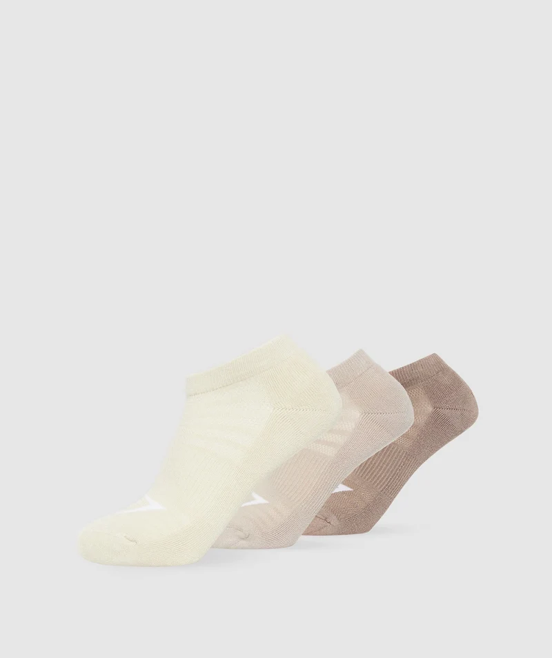 Gymshark Trainer Socks 3pk - Mocha Mauve/Stone Pink/Ecru White