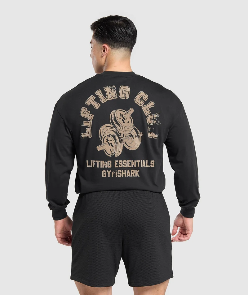 Gymshark Dumbbells Long Sleeve T-Shirt. - Black