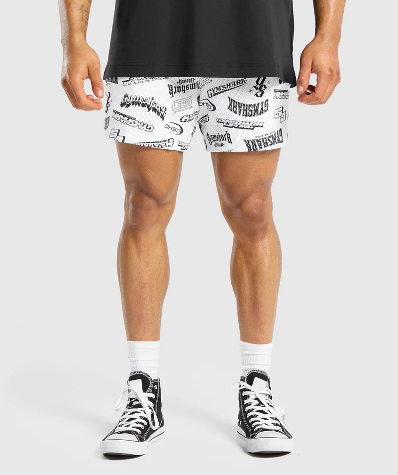 Gymshark Logomania Mesh 5" Shorts - Black