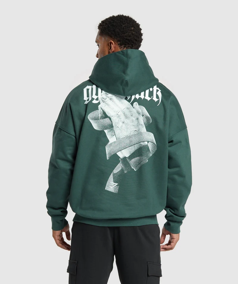 Gymshark Prayer Hands Hoodie - Fog Green