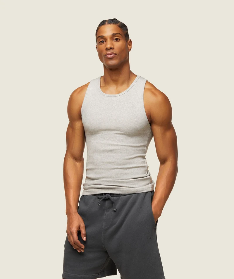 Gymshark Lifestyle Ribbed Tank - Light Grey Core Marl