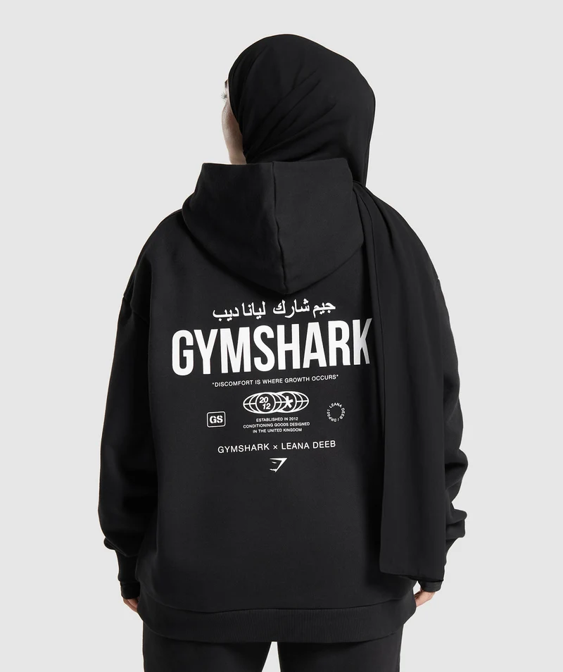 Gymshark X Leana Deeb Oversized Graphic Hoodie - Black