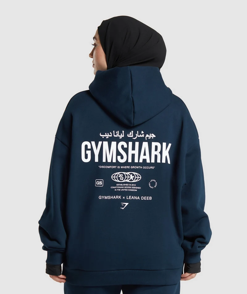Gymshark X Leana Deeb Oversized Graphic Hoodie - Navy