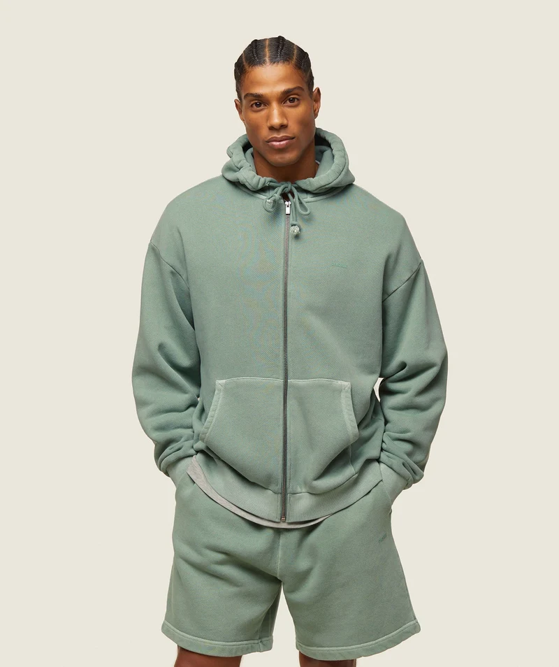 Gymshark Lifestyle Relaxed Zip Hoodie - Dollar Green