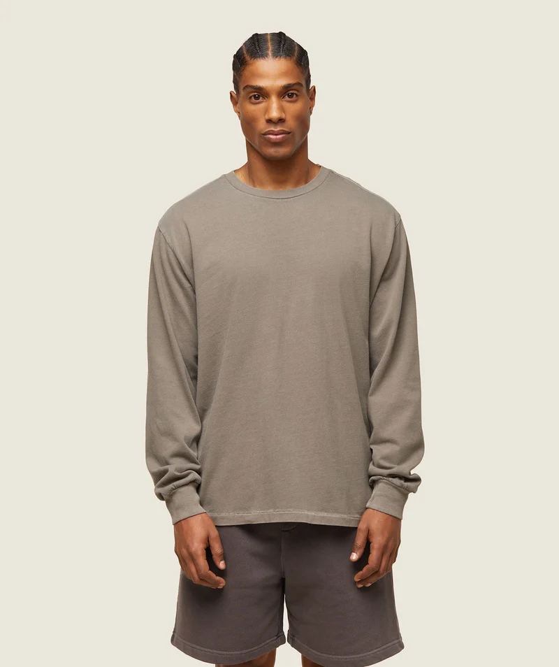 Gymshark Lifestyle Relaxed Long Sleeve Tee - Linen Brown