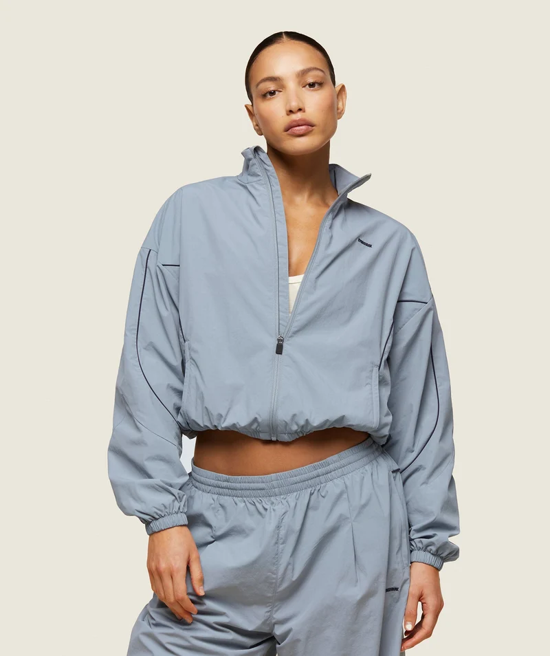 Gymshark Comfort Retro Track Jacket - Denim Grey/Heavy Blue