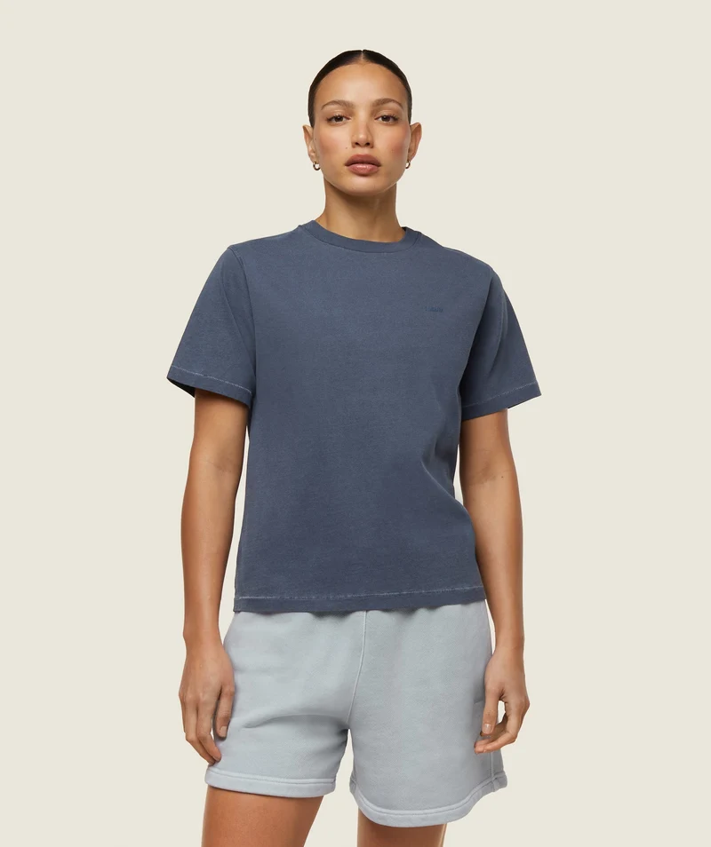 Gymshark Comfort Regular SS Top - Heavy Blue/Pigment Garment Dye + Wash