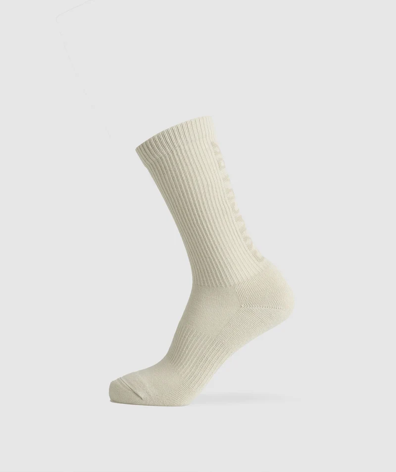 Gymshark Wordmark Crew Socks - Washed Stone Brown