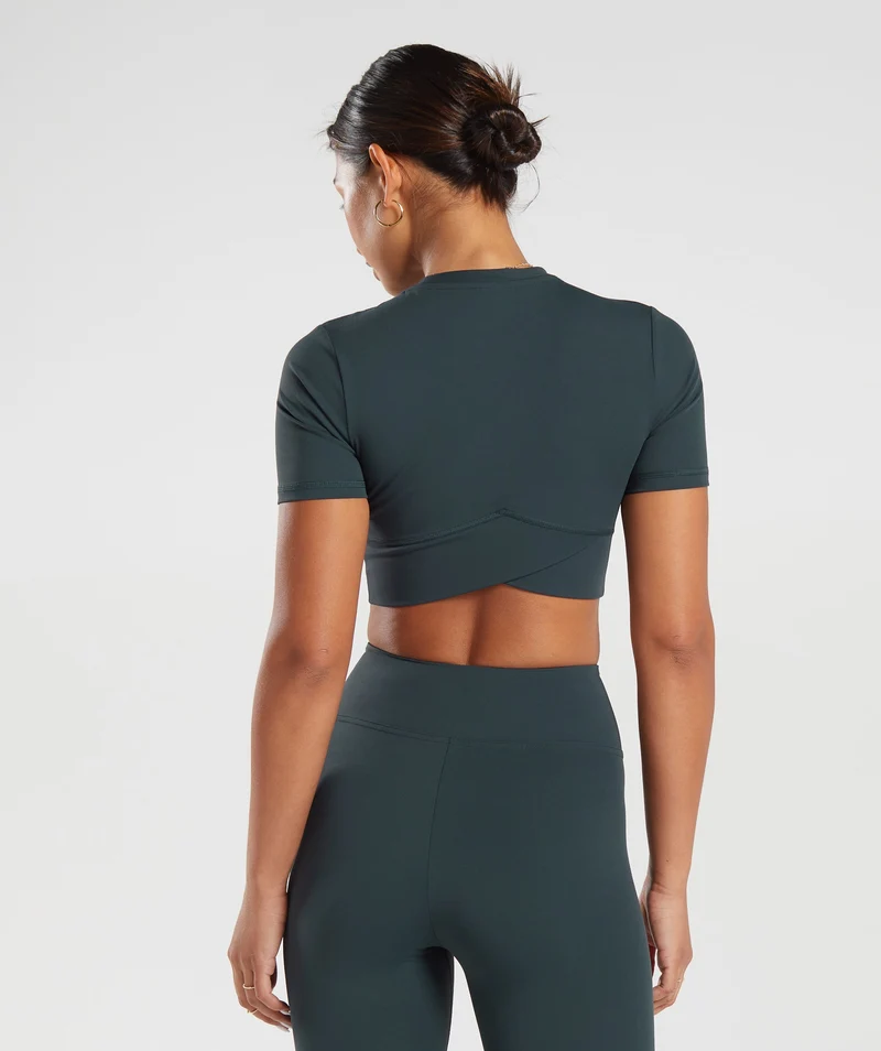 Gymshark Crossover Crop Top - Darkest Teal