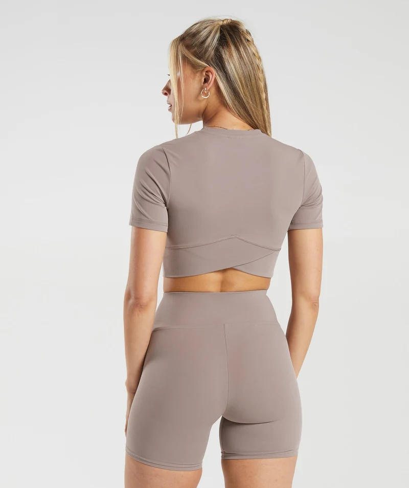 Gymshark Crossover Crop Top - Washed Mauve