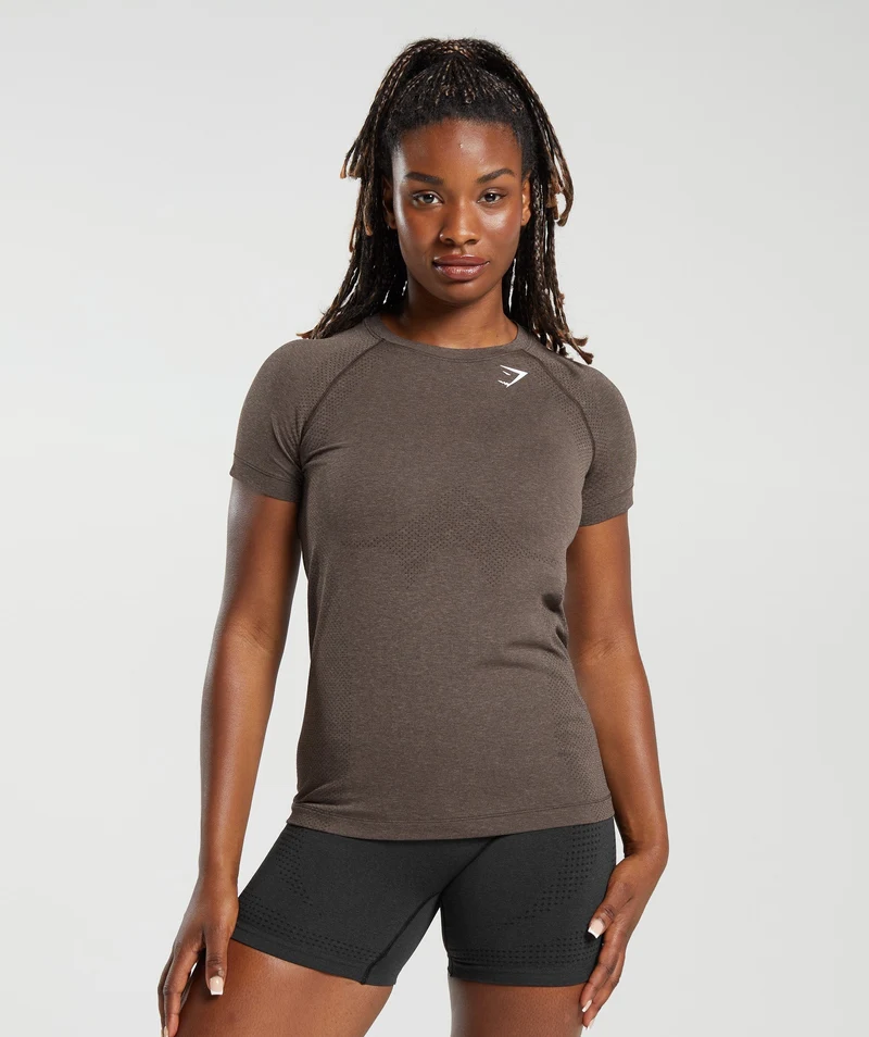 Gymshark Vital Seamless 2.0 Light T-Shirt - Penny Brown Marl