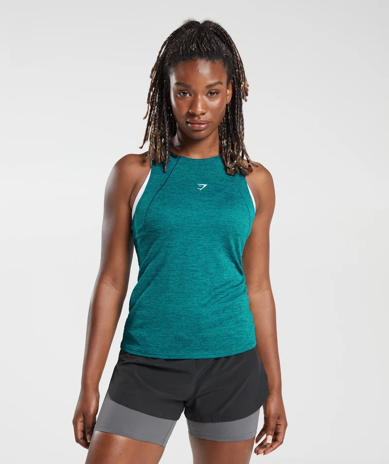 Gymshark Running Tank - Smokey Teal/Seafoam Blue Marl