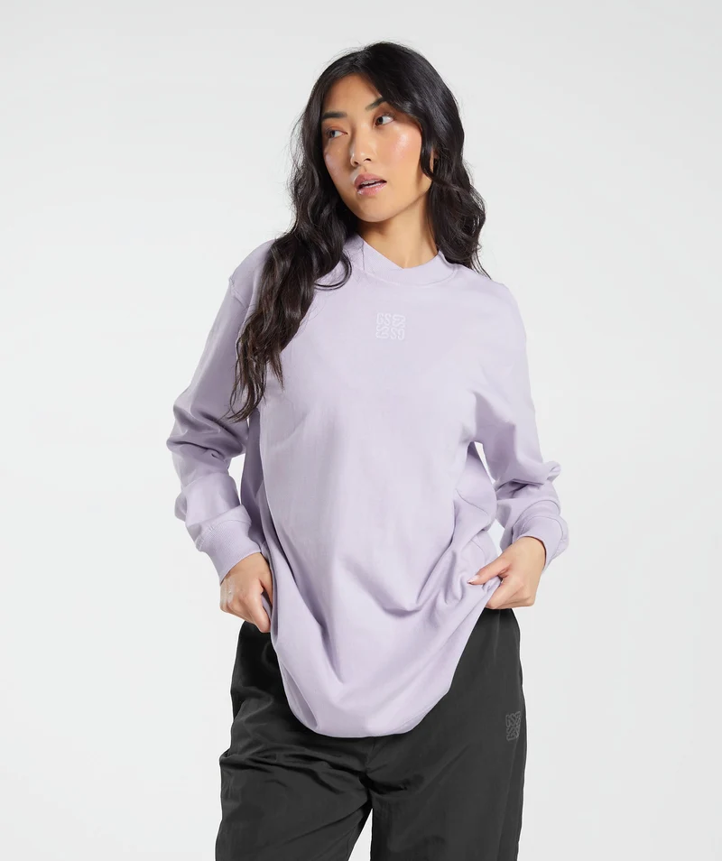 Gymshark Monogram Oversized Long Sleeve Top - Moon Purple