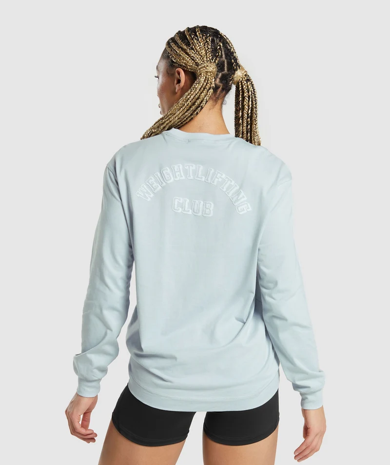 Gymshark Weightlifting Long Sleeve Top - Fresh Blue