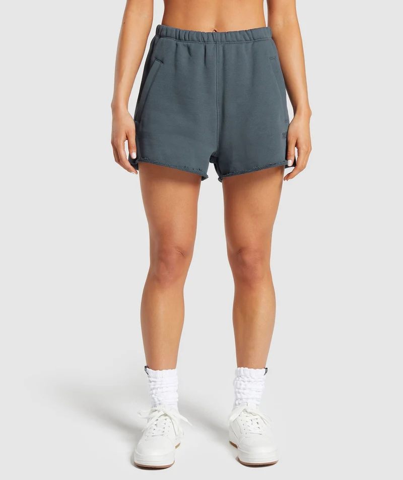 Gymshark LOOPBACK SWEAT SHORTS - Titanium Blue