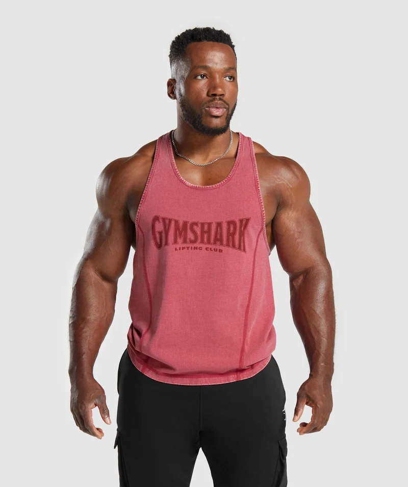 Gymshark Heritage Washed Stringer - Vintage Pink/Acid Wash Small Ball