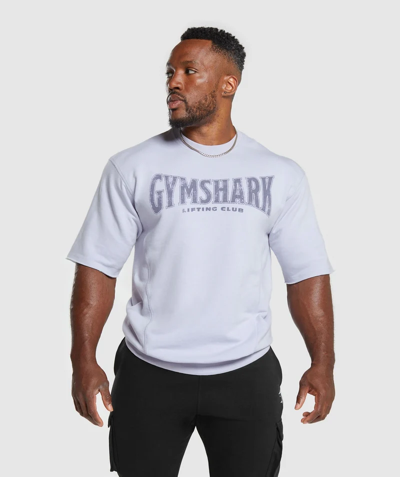 Gymshark Heritage Washed Short Sleeve Crew - Silver Lilac/Acid Wash Small Ball