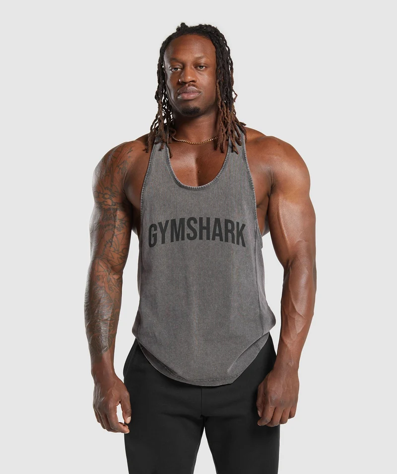 Gymshark Power Washed Stringer - Onyx Grey/Acid Wash Small Ball