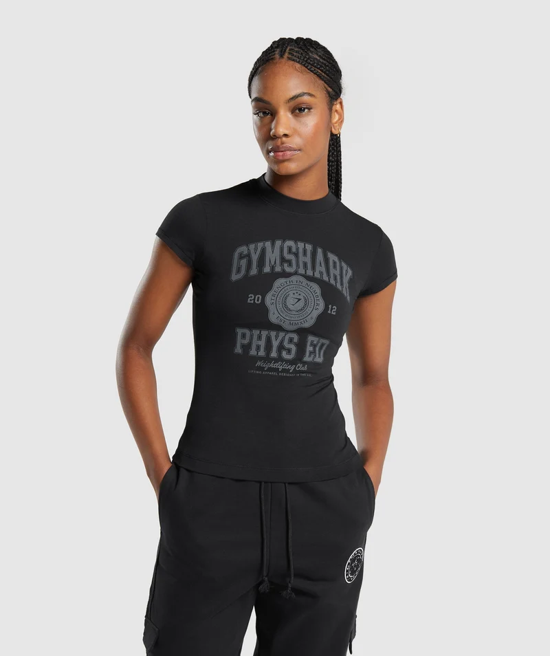 Gymshark Phys Ed Graphic Body Fit T-shirt - Black