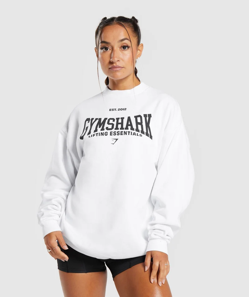 Gymshark Lifting Essentials Oversized Sweatshirt - White