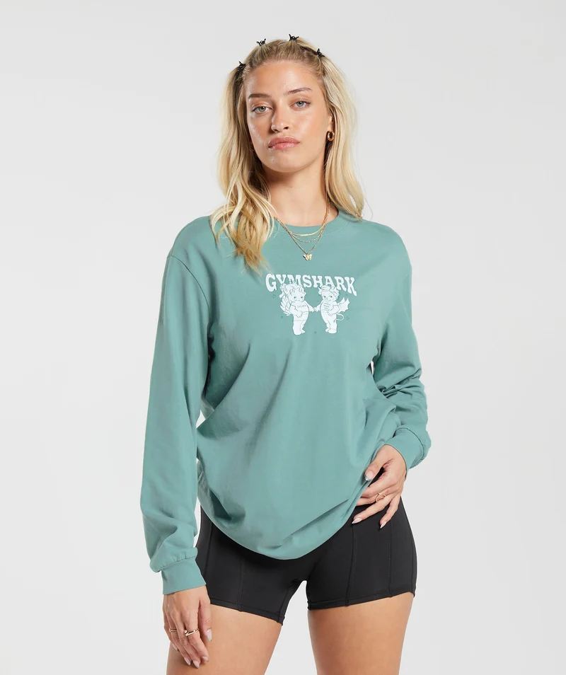 Gymshark Cherub Graphic Long Sleeve Top - Blue