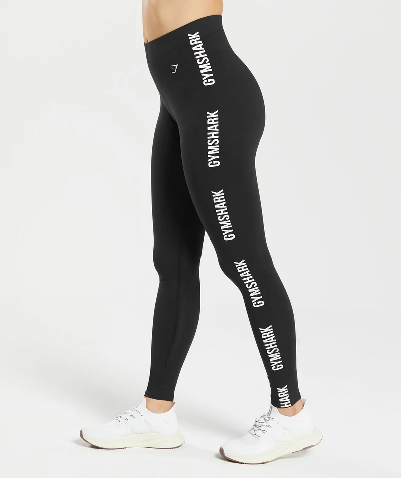 Gymshark Cotton Graphic Tape Leggings - Black