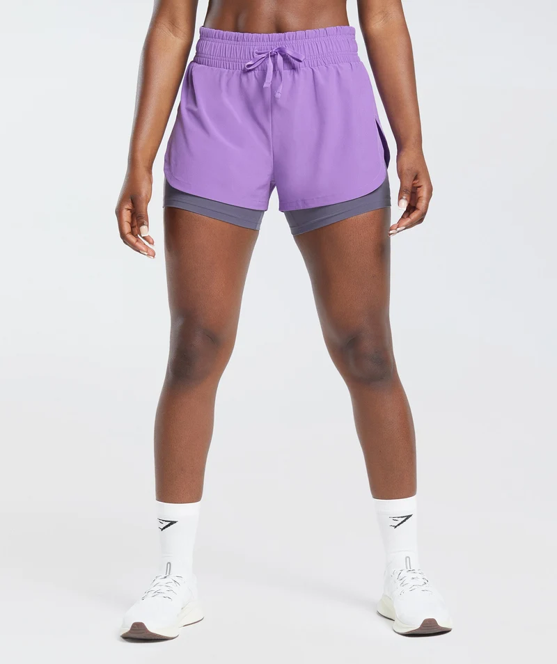 Gymshark Running 2-in-1 Shorts - Grape Purple/Dewberry Purple