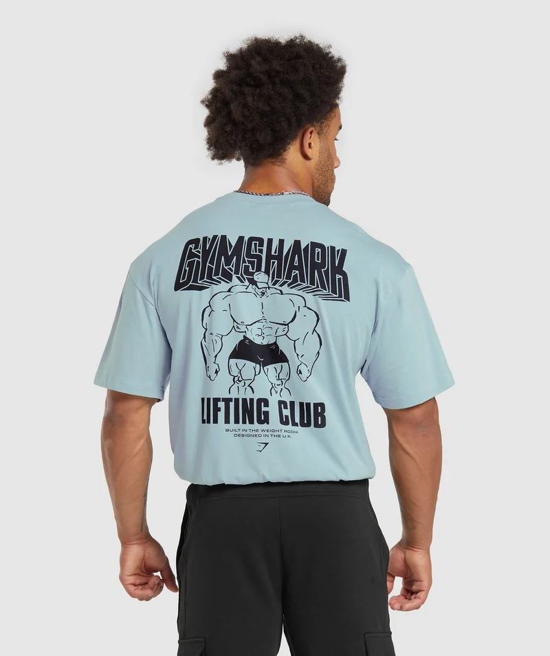 Gymshark Cartoon Lifting T-Shirt - Blue