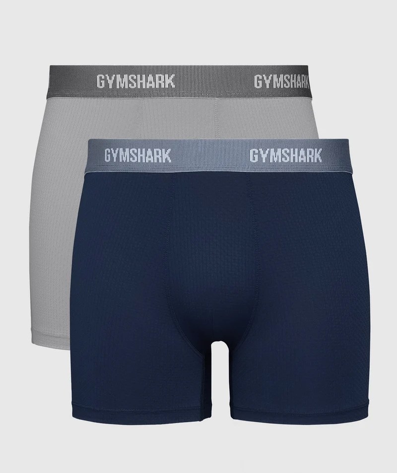 Gymshark Sports Tech Boxer 2PK - Navy/Medium Grey