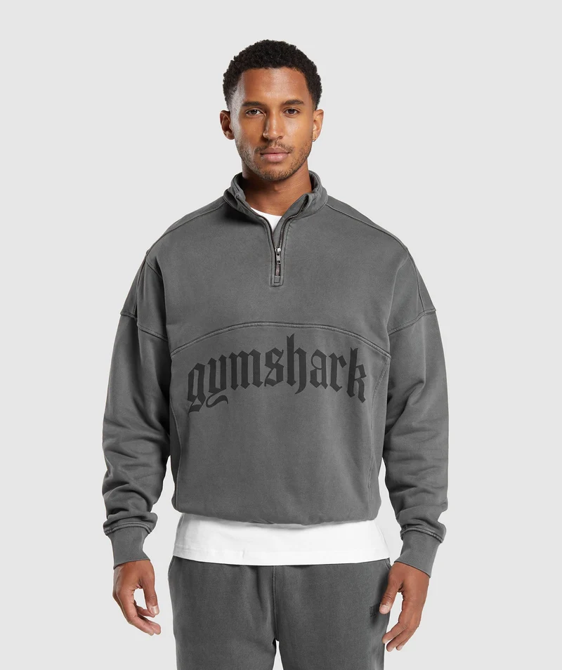 Gymshark Rest Day Heavyweight 1/4 Zip - Black/Pigment Dye