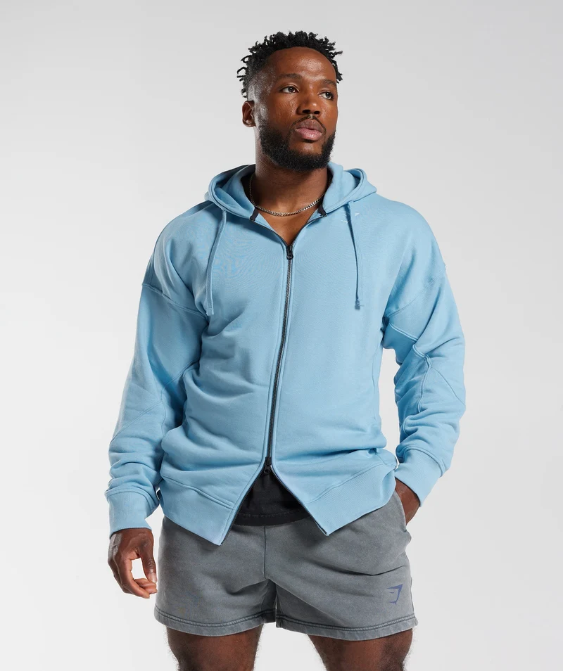 Gymshark Power Zip Up Hoodie - Ozone Blue