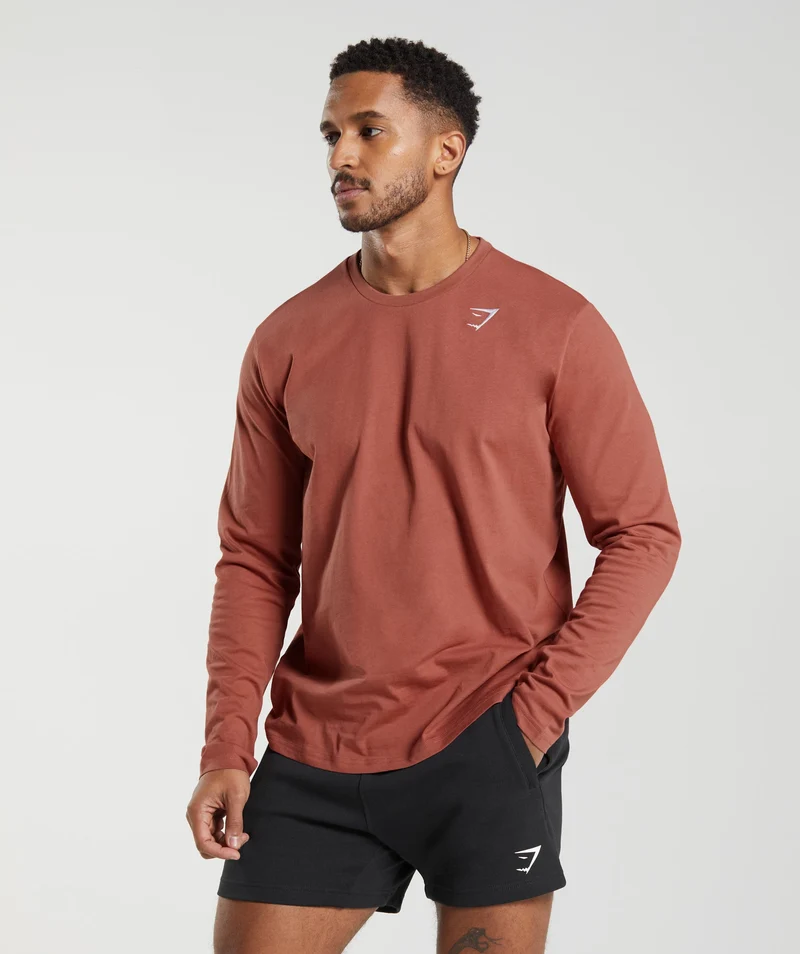 Gymshark Crest Long Sleeve T-Shirt - Persimmon Red