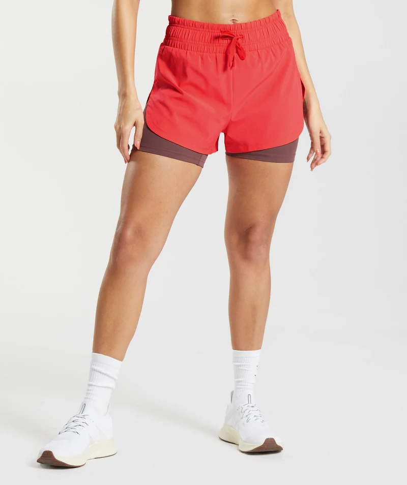 Gymshark Running 2-in-1 Shorts - Fluo Bold Pink/Magenta Brown