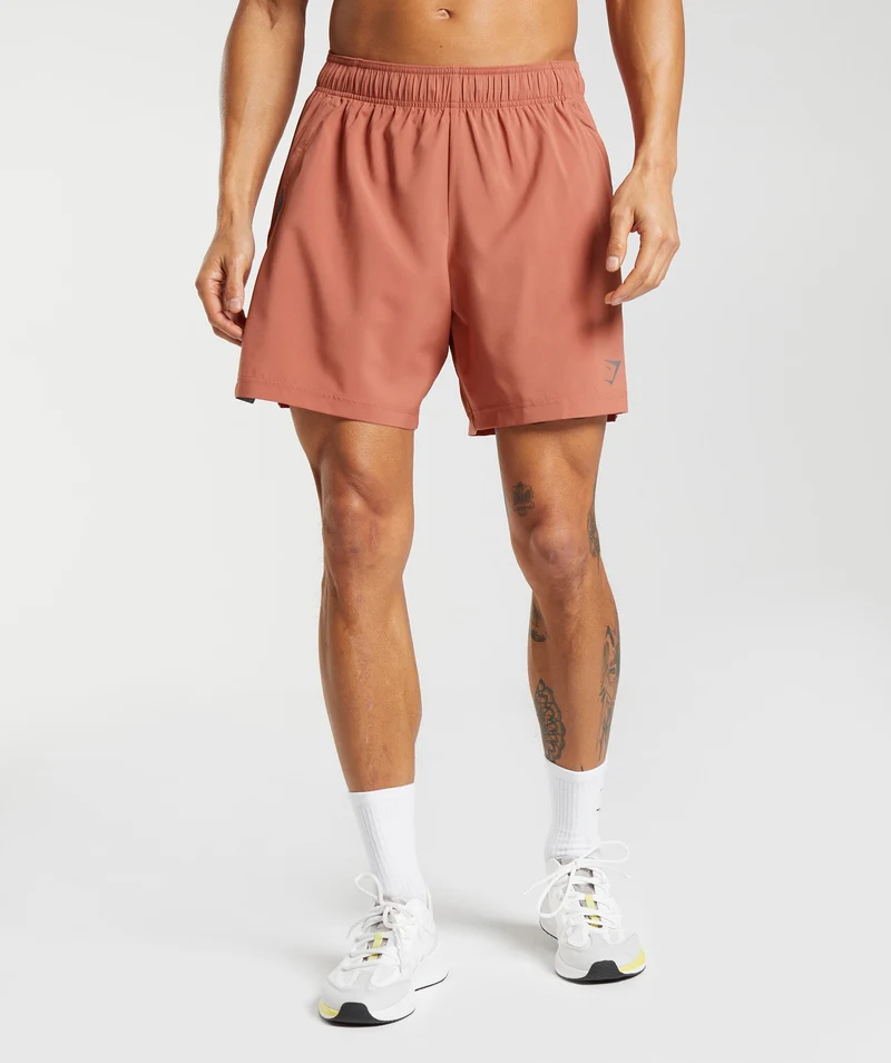 Gymshark Sport 7" Shorts - Persimmon Red/Silhouette Grey