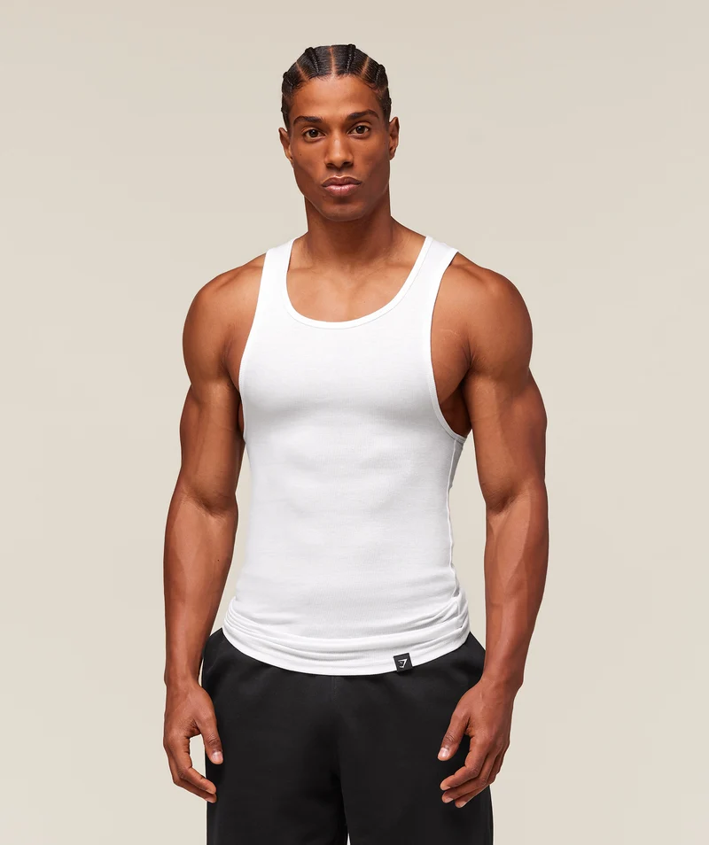 Gymshark Ribbed Tank 1PK - White